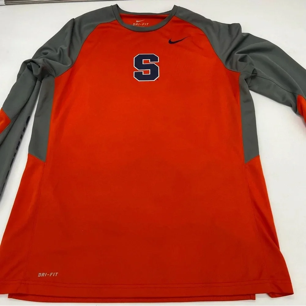 Nike Elite Men’s Syracuse Dri Fit Long Sleeve Shirt Orange & Gray Size XL